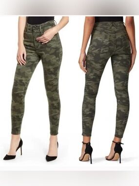 Good American Green Camo Skinny Jeans
